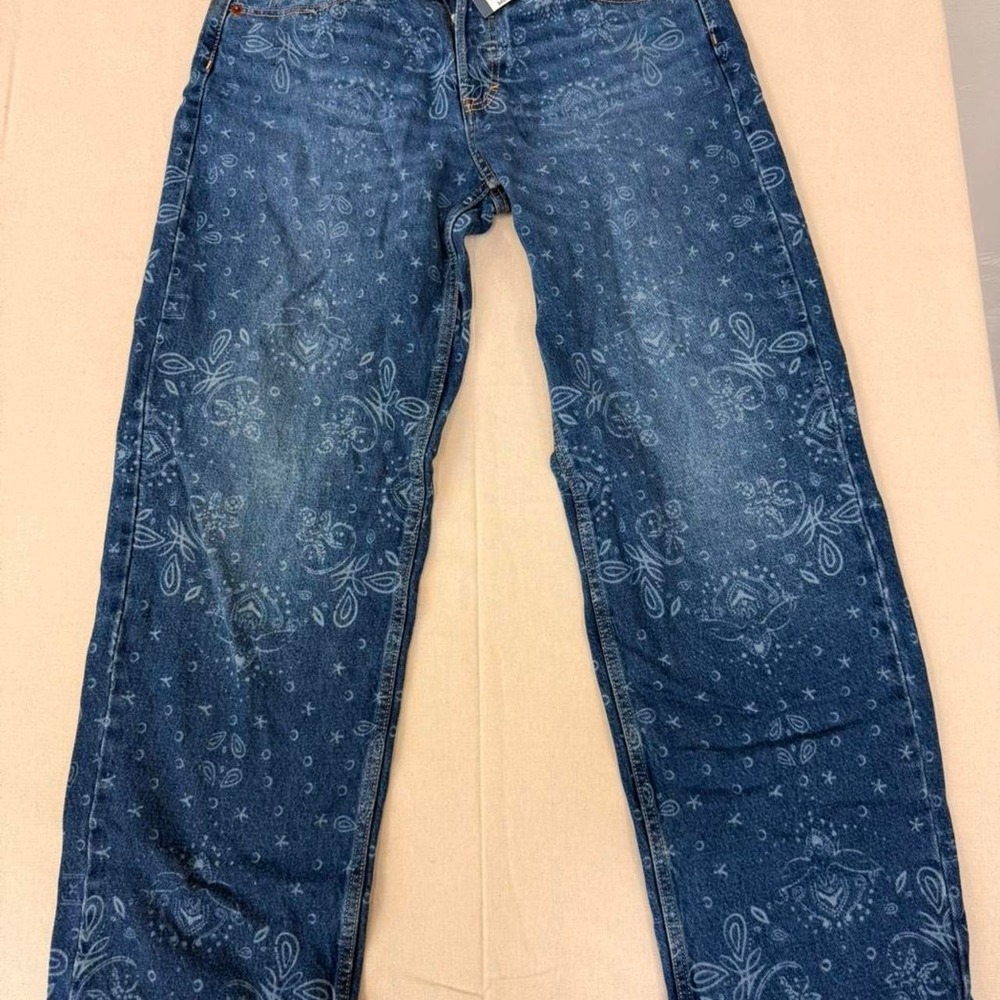 Bandana print wide leg jeans